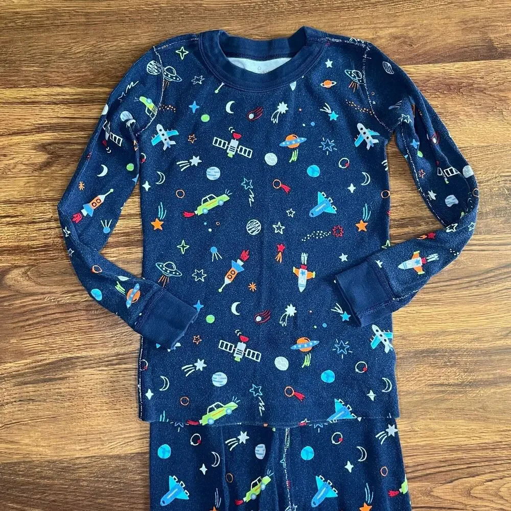 Hanna Andersson Moon & Back Space Rocket Pajama Set Organic Cotton 5T